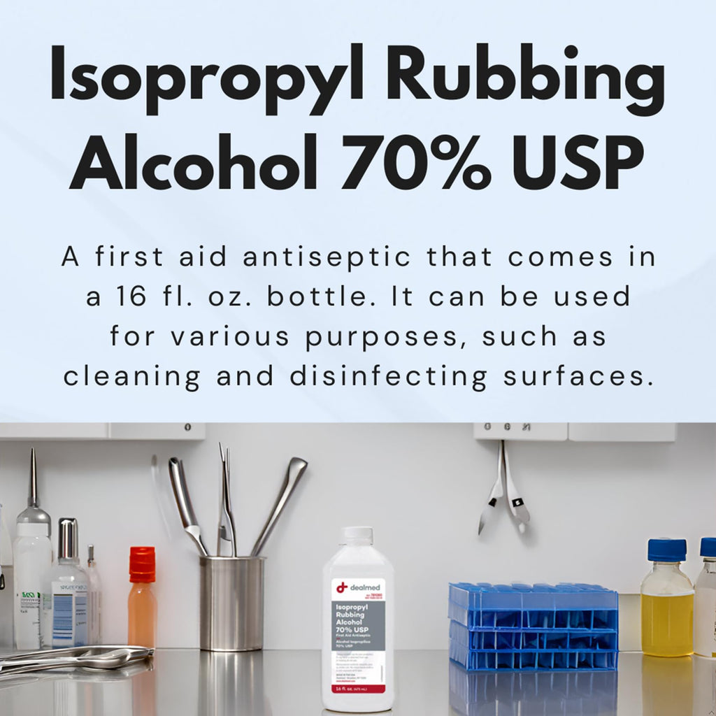 Dealmed Isopropyl Rubbing Alcohol 70% USP, First Aid Antiseptic, 16 fl. oz, (2 Pack)