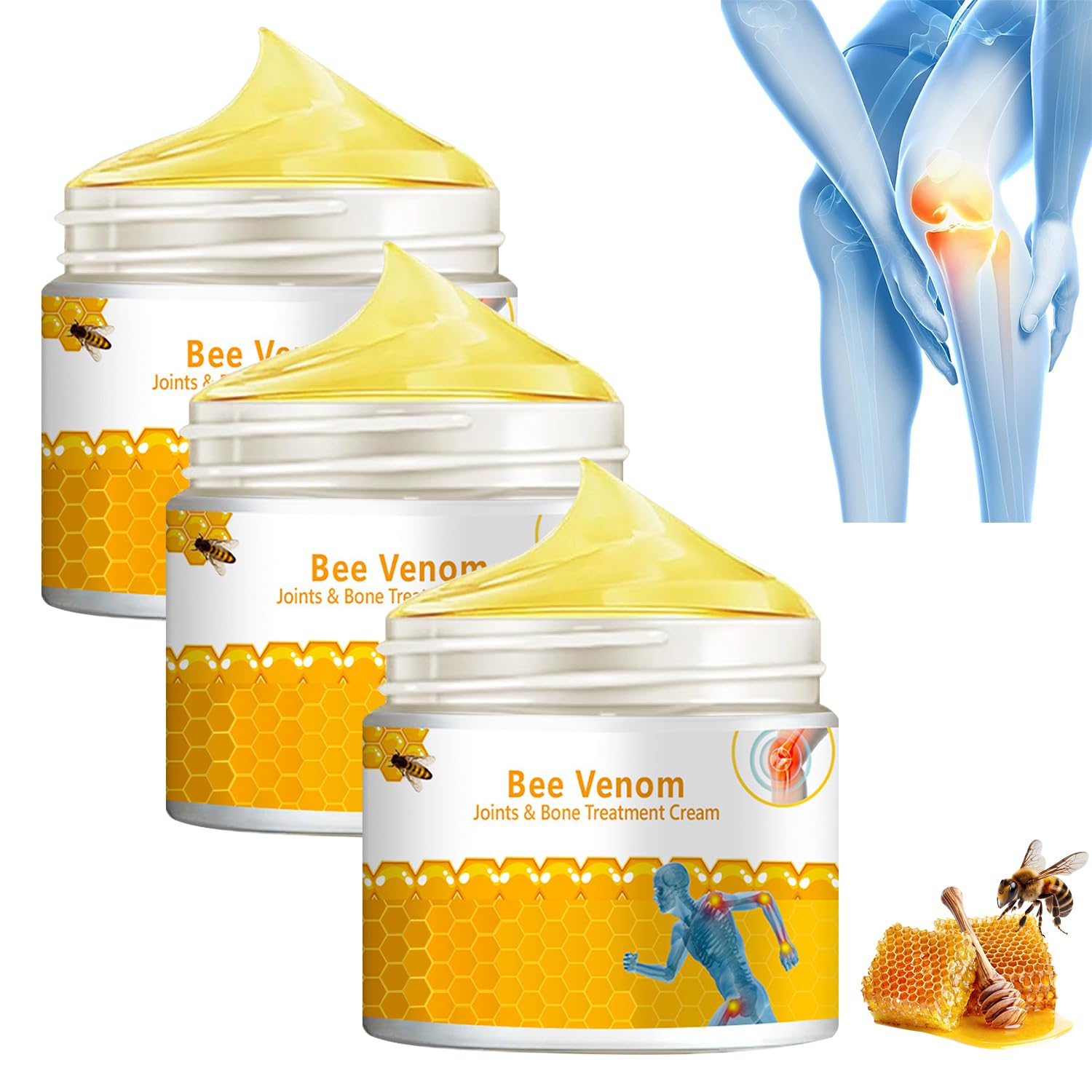 3 PCS Bee Venom Joint and Bone Therapy Cream, New Bee Venom Gel, Specializes in Muscle Soothing, for All Parts of The Body, for 