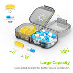 AUVON XL Weekly Pill Organizer 2 Times a Day, Pill Box 7 Day with One-Side Large Openings for Easy to Use, Gray AM PM Pill Case