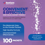 GenCare Polylethylene Glycol 3350 Powder for Solution - 100 Travel Packets - Unflavored Grit-Free Clear PEG 3350 for Occasional