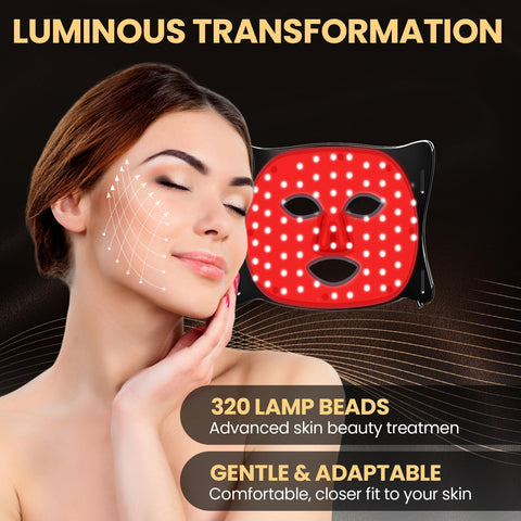 Lovsheme Red Light Therapy for Face, Enhance LED Face Mask Light Therapy for Acne, Wrinkles & Skin Rejuvenation, 3 Light Modes &
