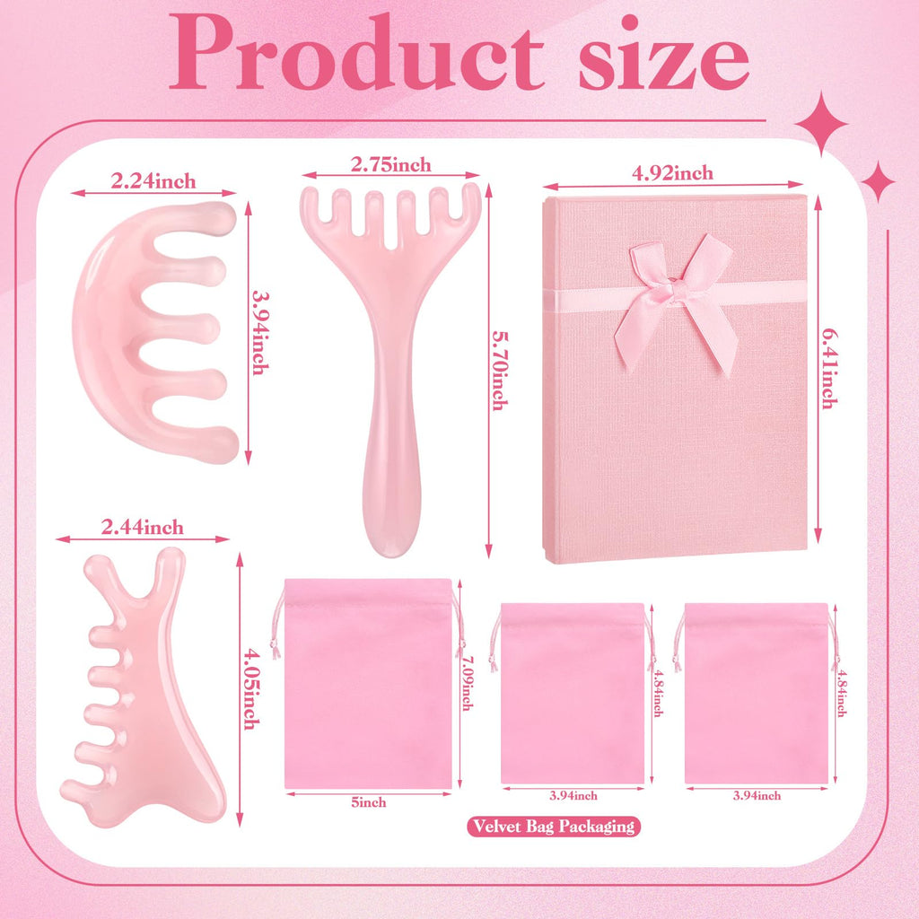 ProSuites 3Pcs Scalp Massage Tool for Head Massager Tool Pink Resin Gua Sha Comb for Relaxation Christmas,Stocking Stuffs