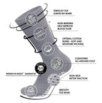 6 Pairs of Non-Skid Diabetic Crew Socks, Non Binding Top Therapeutic Cotton Gripper Socks (Grey, Size: 13-16)