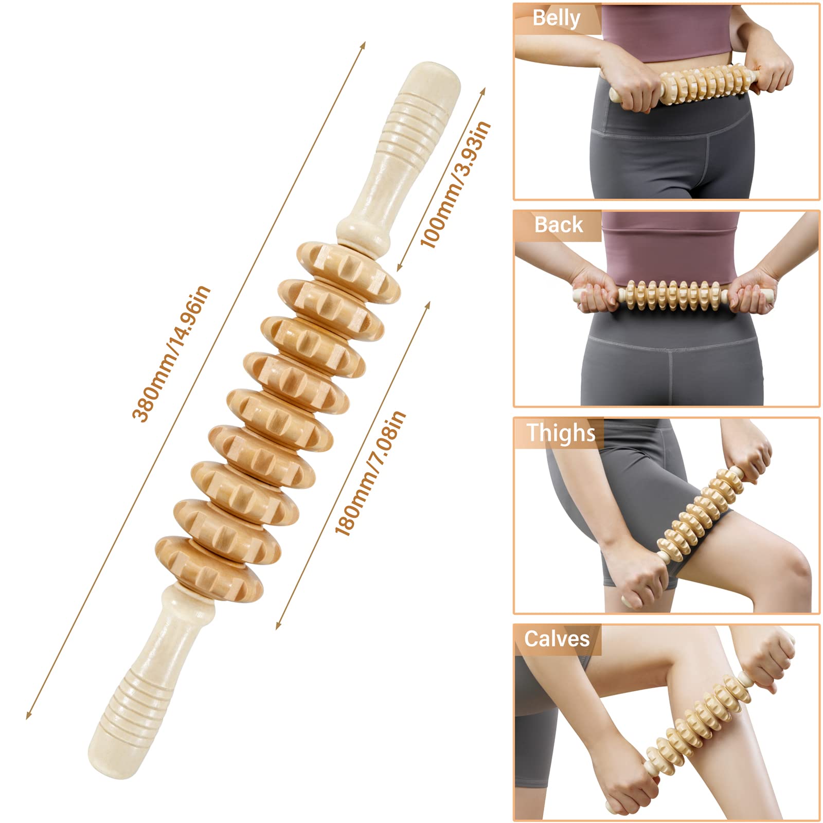 WYJTPONE Wood Therapy Massage Tools 6-in-1 Lymphatic Drainage Massager Maderoterapia Kit,Wooden Massager Body Sculpting Tools,Wo