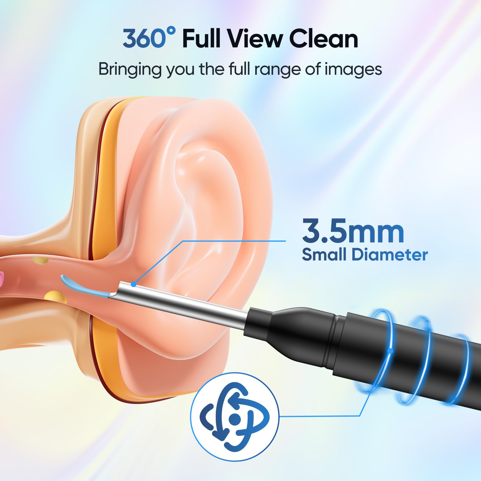 Ear Wax Removal Tool Camera with 8 Kits & 5 Ear Spoon, Ear Cleaner with Camera 1080P HD, Earwax Removal Kit with 6 LED Lights, E