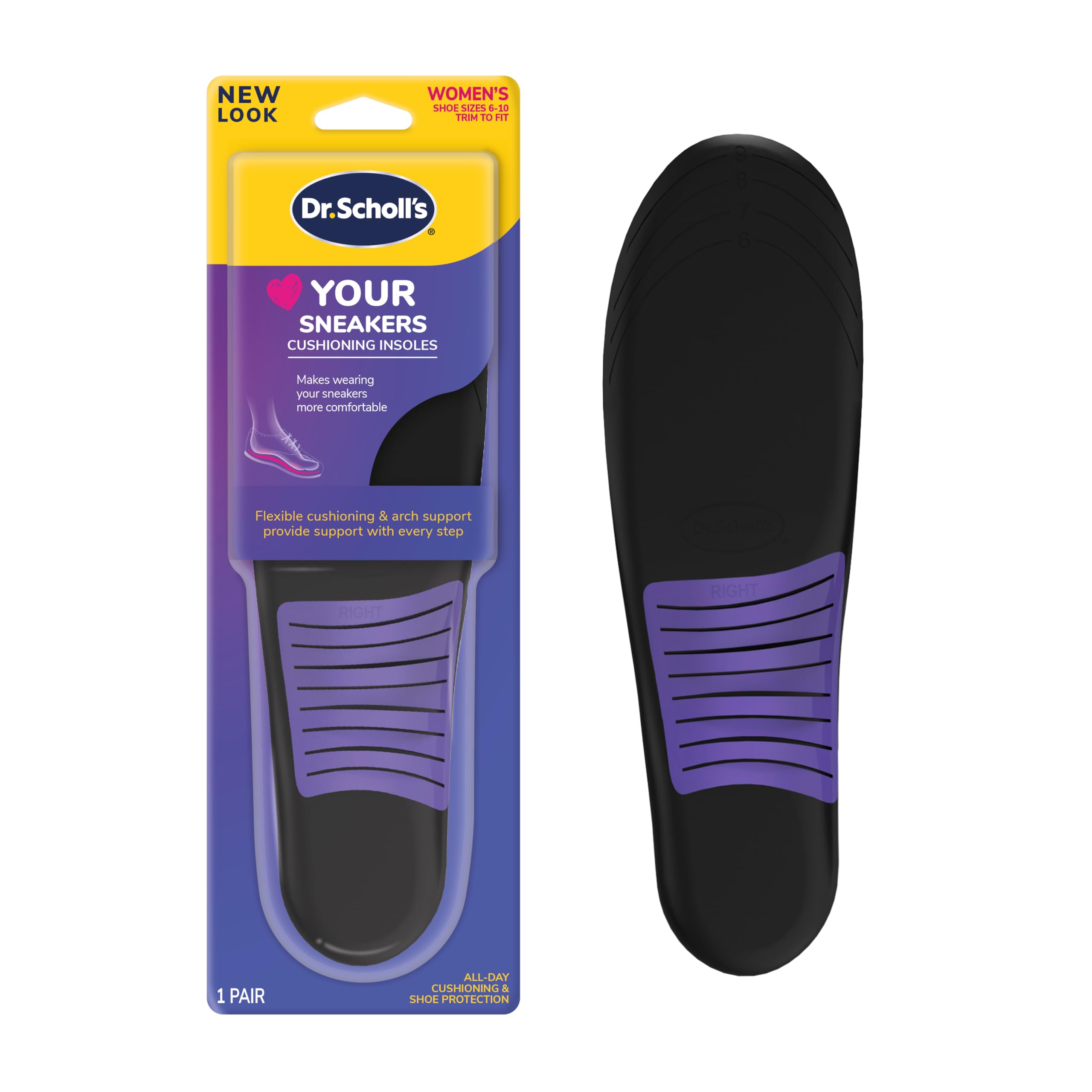 Dr. Scholls Love Your Sneakers Full Length Insoles, All-Day Comfort for Slip on & High Top Sneaker, Prevent Discomfort, Arch Su