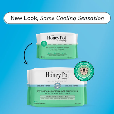 The Honey Pot Company - Herbal Everyday Panty Liners for Women - Infused w/Essential Oils for Cooling Effect & Organic Cotton Co