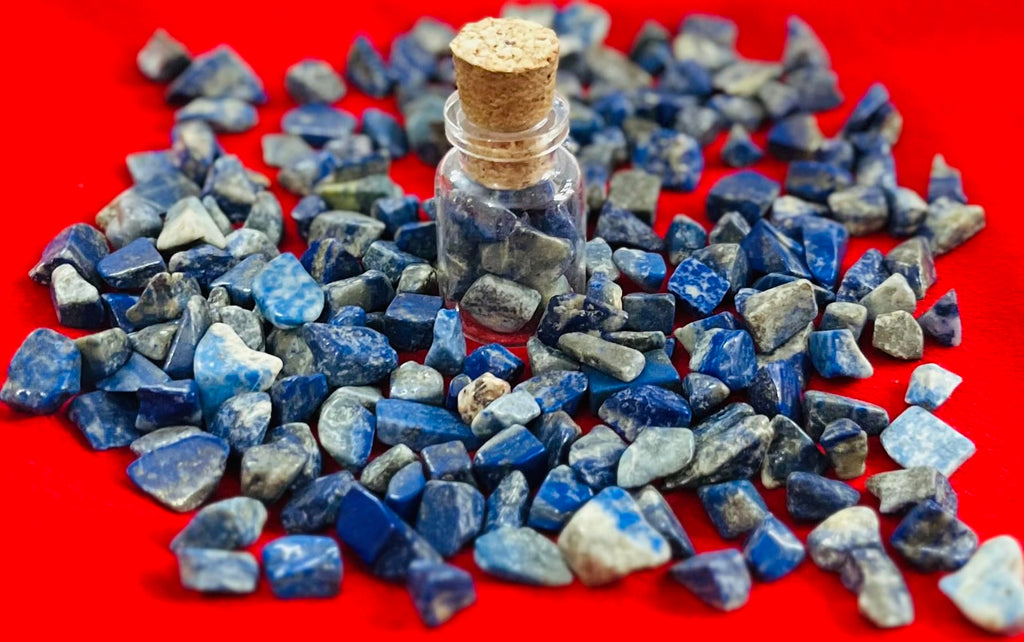 Indian Consigners Natural Crushed Polished Tumbled Gem Stone Chips, Decoration & Healing Crystals (Lapis Lazuli)