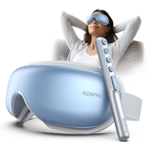 RENPHO FSA HSA Eyeris1 Eye Massager, Birthday Valentine's Day Gifts, Migraine Massager with Remote, Compression, Silent Mode, Bl