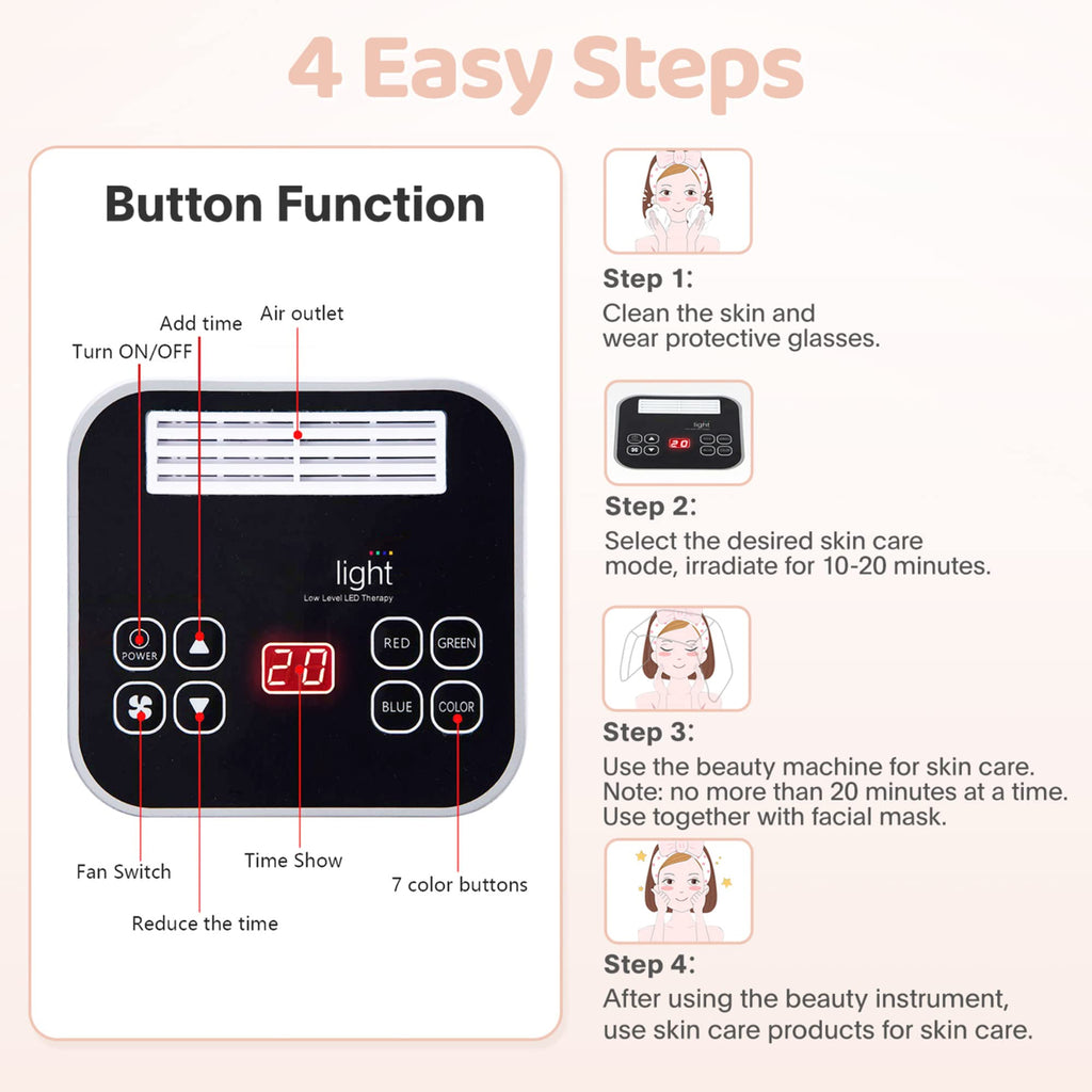 FXXXCUWUU Led-Light-Therapy, Red Light Therapy for Face 7 in 1 Colors LED Facial Skin Care Tool Facial Neck Body Hand Skincare M