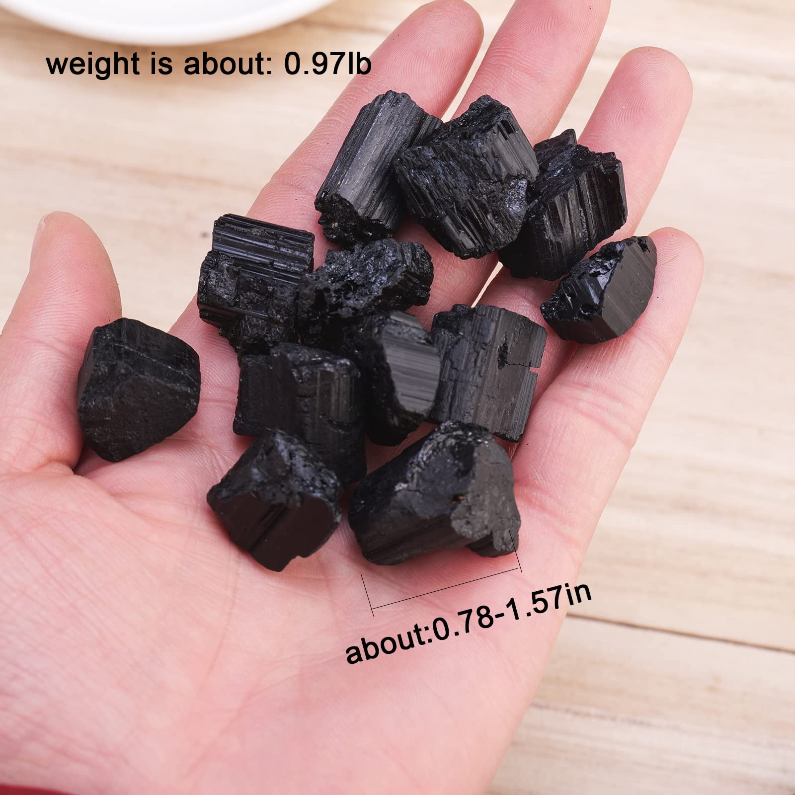 Apengshi Natural Black Tourmaline Raw Stone 0.97lb(440g) Bulk Rough Natural Reiki Energy Purification Negative Energy Healing Cr