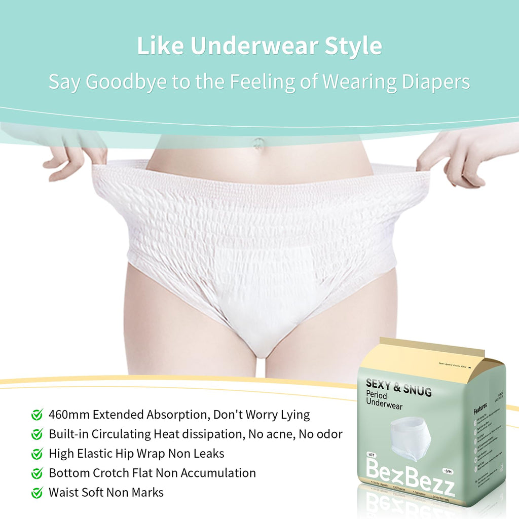 Disposable Period Underwear for Women Plus Size L/XL, 360 Leak Proof Period Panties for Heavy Flow, Overnight Postpartum and Inc