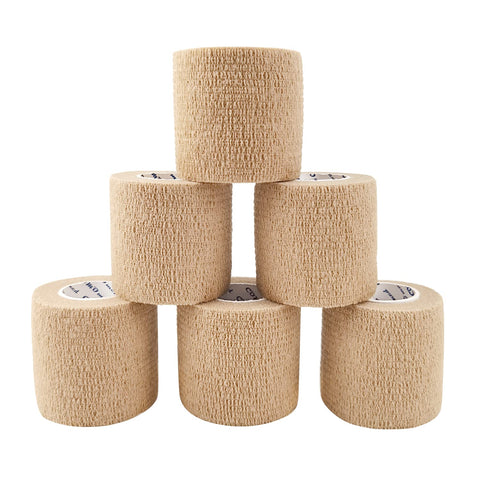 COMOmed Self Adhesive Bandage Tape-Self Adherent Stretch Medical Bandage Wrap Athletic Tape Vet Tape 2Inch 5Yards-6 Count(Skin)