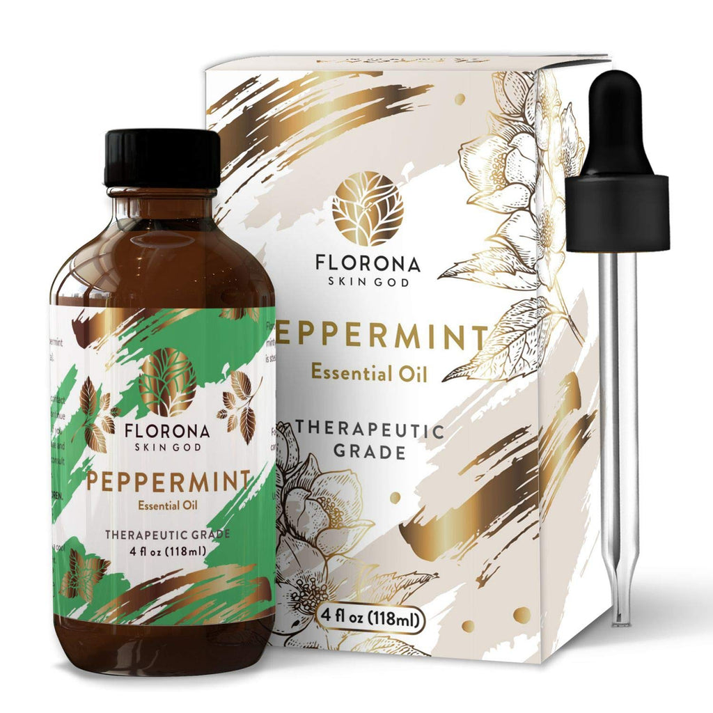 Florona Peppermint Essential Oil 100% Pure & Natural - 4 fl oz, Hair & Skin Care, Diffuser Aromatherapy, Soap Making, Candle Mak