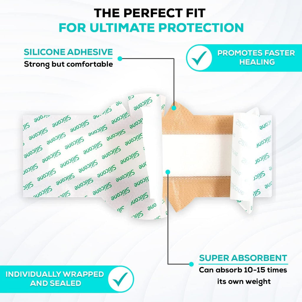 MedVanceTM Silicone - Bordered Silicone Adhesive Foam Dressing (4x12 w/Wings, 10 Count)