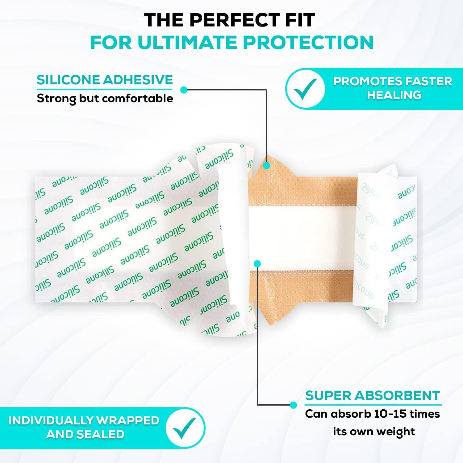 MedVanceTM Silicone - Bordered Silicone Adhesive Foam Dressing (4x12 w/Wings, 10 Count)