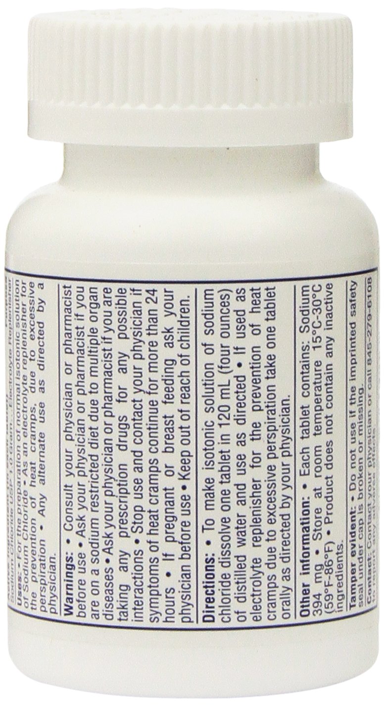 Sodium Chloride Tablets 1 Gm, USP Normal Salt Tablets - 100 Tablets (Pack of 3)
