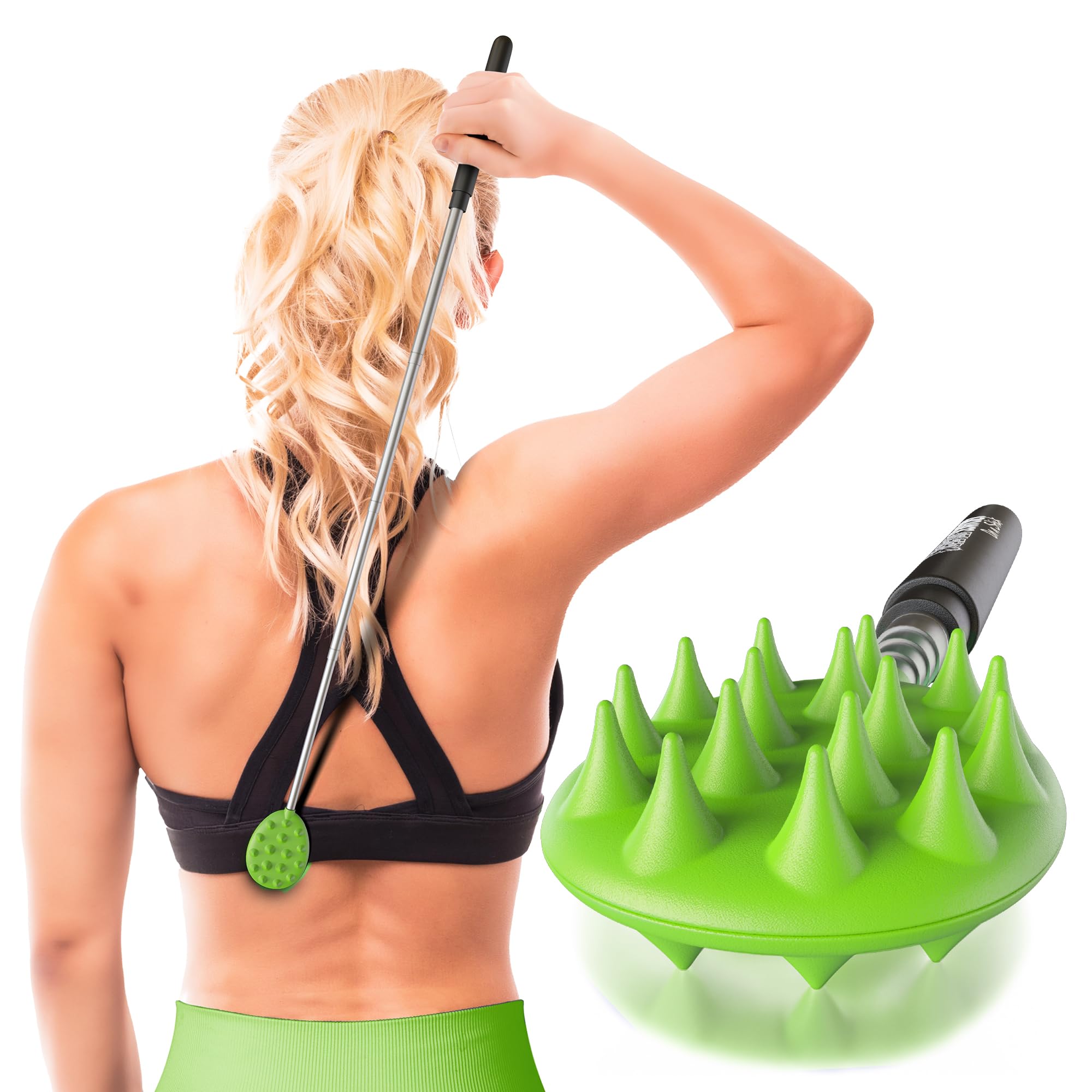 Extendable Cactus Back Scratcher - Double Side Itch Reliever for Back, Neck, Head, Beard, and Body | 16 Spikes per Side, 8.5 Inc