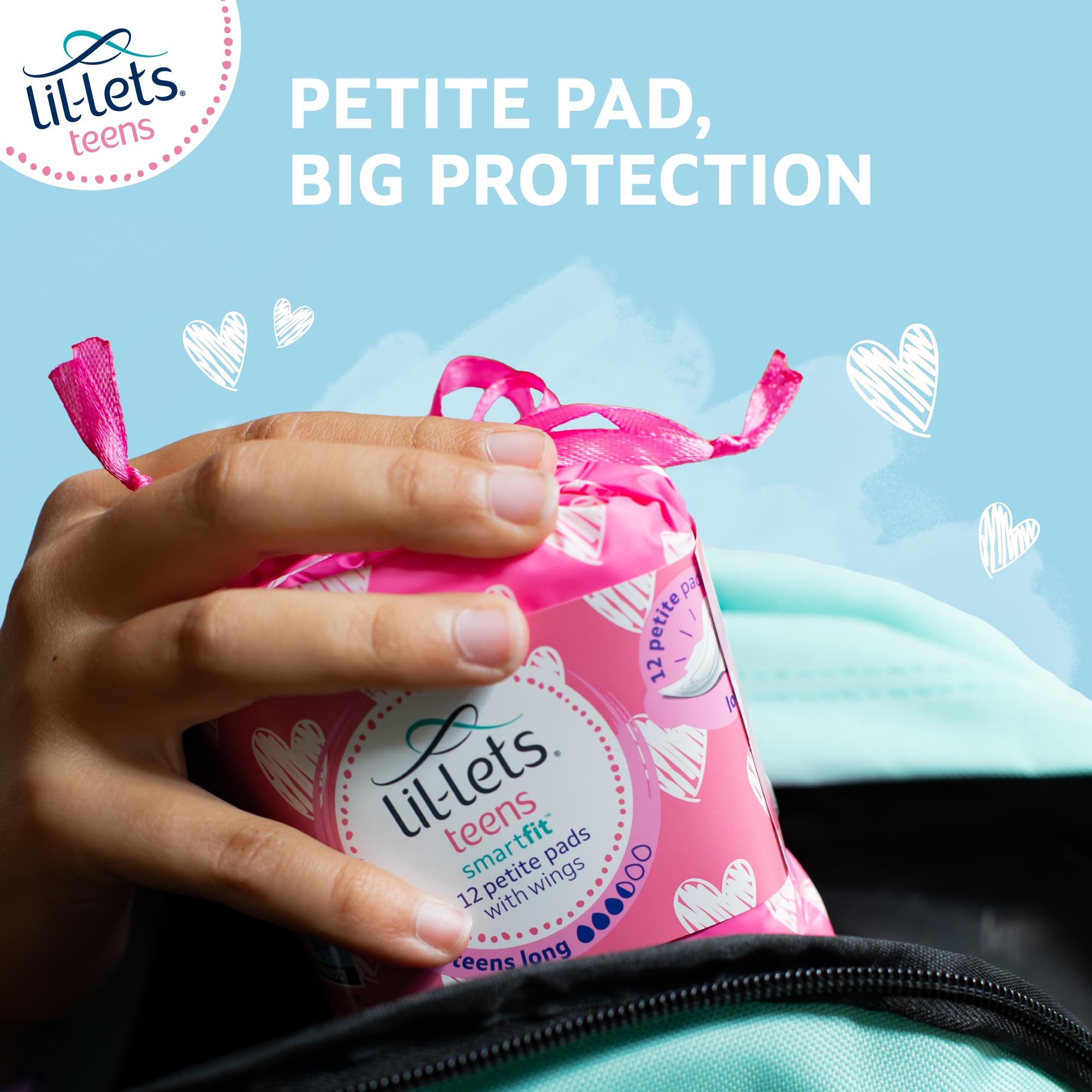 Lil-Lets Teens Long Pads with Wings - 60 Count Period Pads for Teens - Thin, Super Absorbent Sanitary Napkins, Soft & Breathable