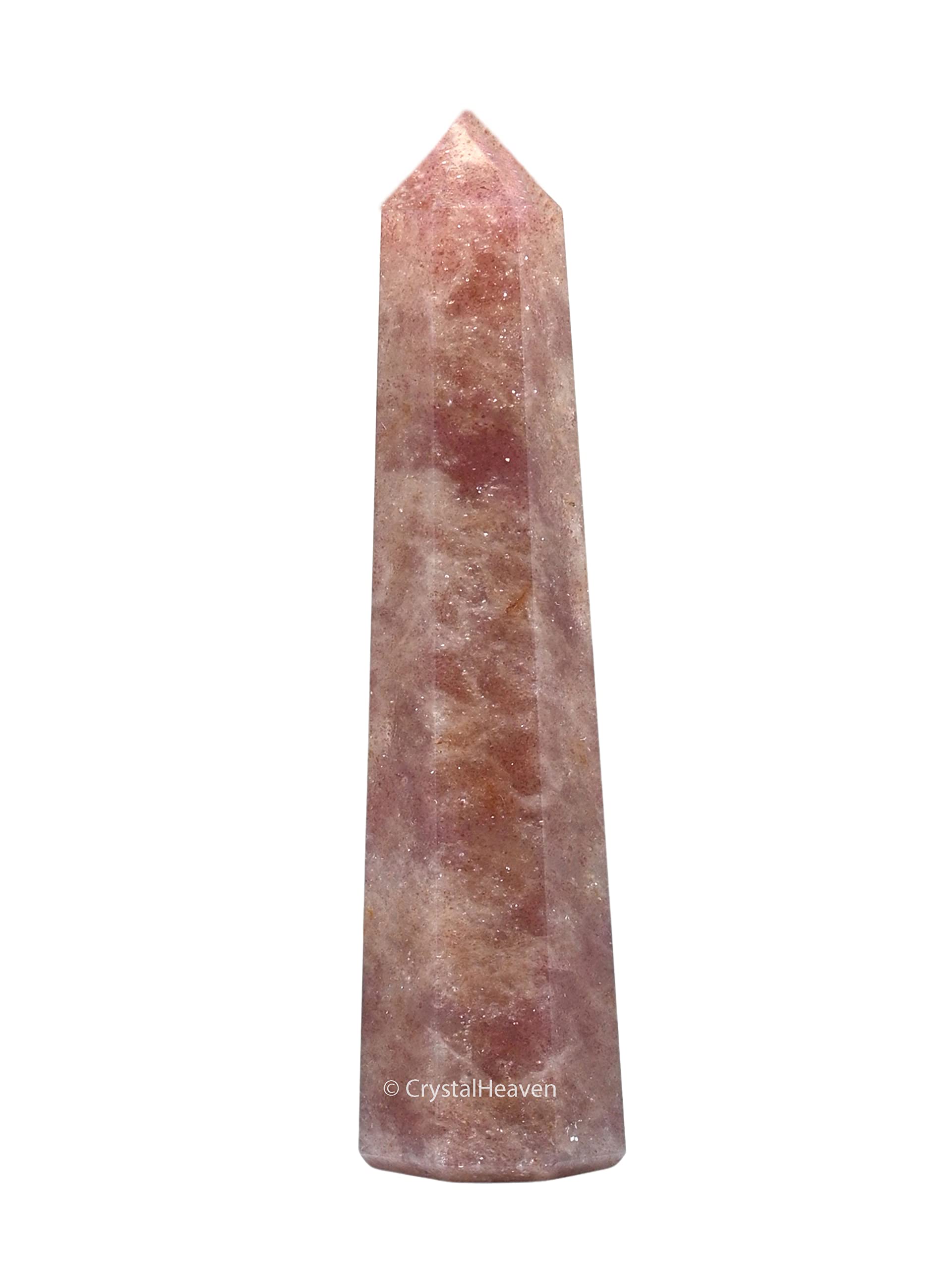 Crystal Heaven Strawberry Quartz Crystal Tower Obelisk Point For Chakra, Healing And Balancing  Aaa Grade Original Certified Ge