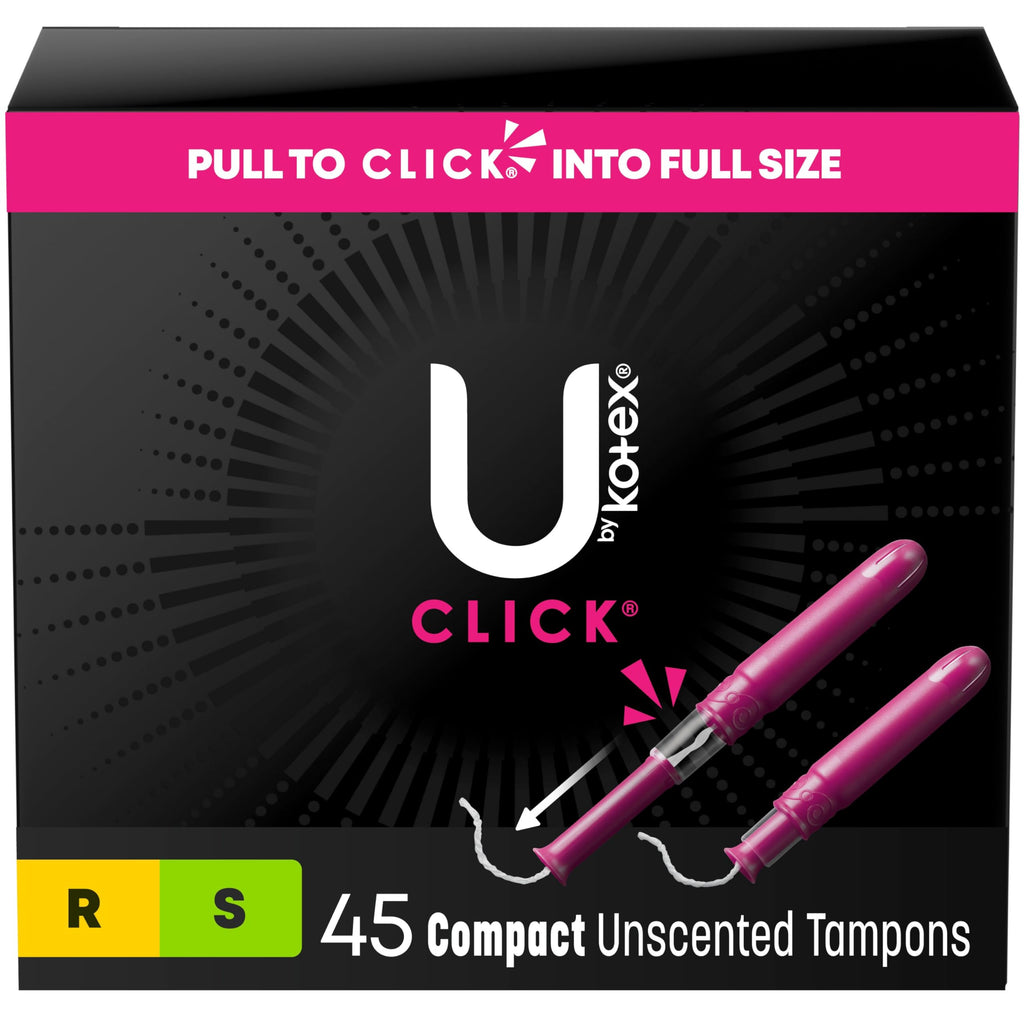 U by Kotex Tampons, Click Compact Multipack, Regular/Super Absorbency, Unscented, 45 Count