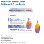 McKesson Safety Lancet, Retractable, Pressure-Activated Finger Device, Sterile - Ideal for Blood Testing - Single Use, 30 Gauge,