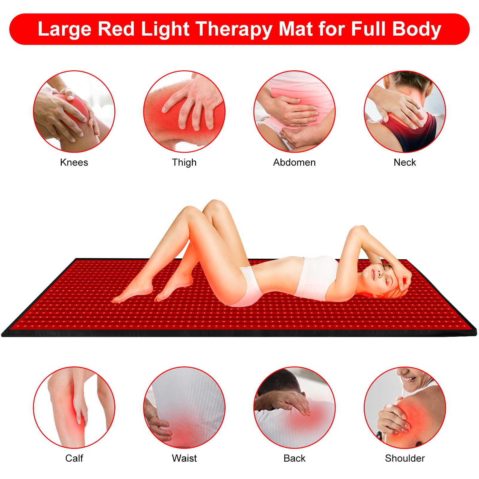 Red Light Therapy Mat 70.9'' X 31.5'' 1280 LEDs Near Infrared Light Therapy Blanket 660nm 850nm Full Body Pad 3 Modes & 9 Timer