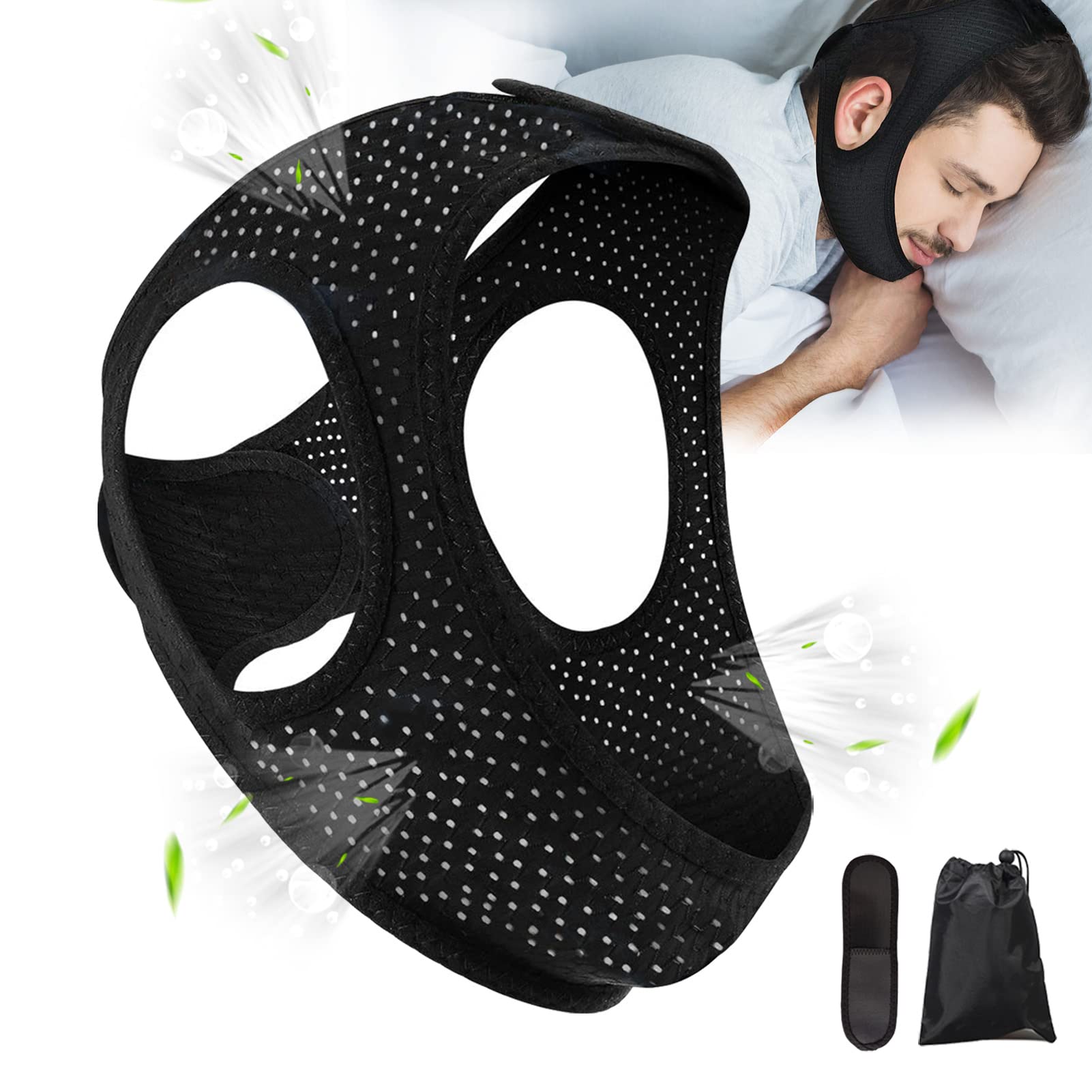 Forzacx Anti Snore Chin Strap - Breathable Chin Strap Snoring Solution, Effectively Reduce Snoring, Non-Stick Hair, Don't Fade -