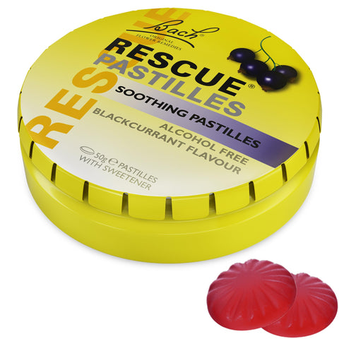 Rescue PASTILLES, Black Currant Flavor, Natural Stress Relief Lozenges, Homeopathic Flower Essence, Vegetarian, Gluten & Sugar-F