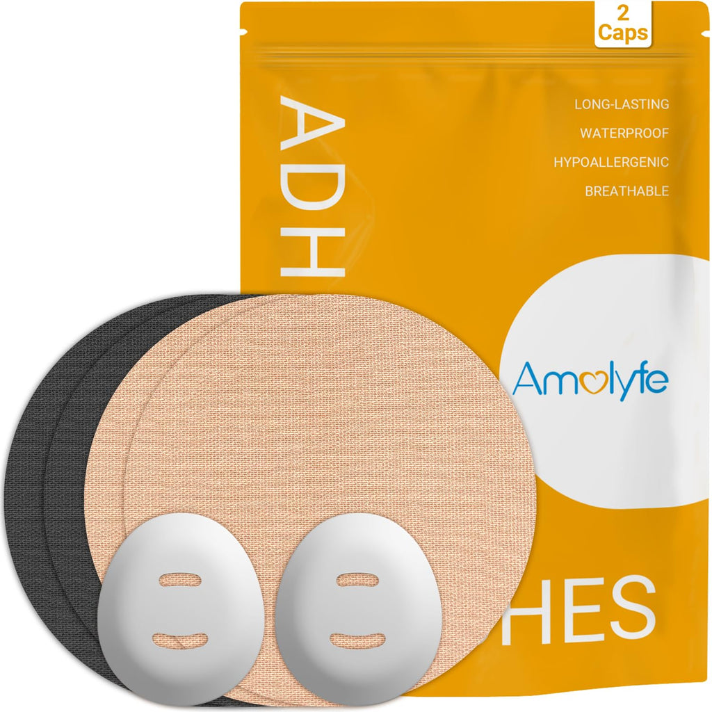 Amolyfe - Dexcom G7 & Stelo Adhesive Patches Trial Pack - 2 Reusable Add-On Protective G7 Sensor Covers for Better Rotation, Sam