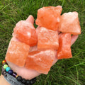 Zenkeeper 1 Lb Large Raw Himalayan Salt Crystal Rough Himalayan Quartz Natural Orange Salt Stone Crystal Stone Mineral Specimen 