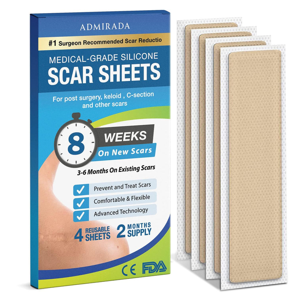 Admirada Scar Sheets, Silicone Patches for Scars, Silicone Scar Strips, Premium Scar Tape for Surgical Scars Removal