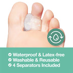 ZenToes Gel Toe Separators for Overlapping Toes, Bunions, Big Toe Alignment, Corrector and Spacer - 4 Pack (Glitter)