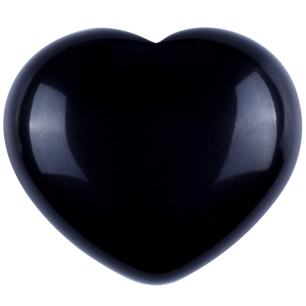 Black Obsidian Heart Stone Puffy Worry Stone Palm for Chakra Reiki Balancing, Meditation and Decoration 1.55 in