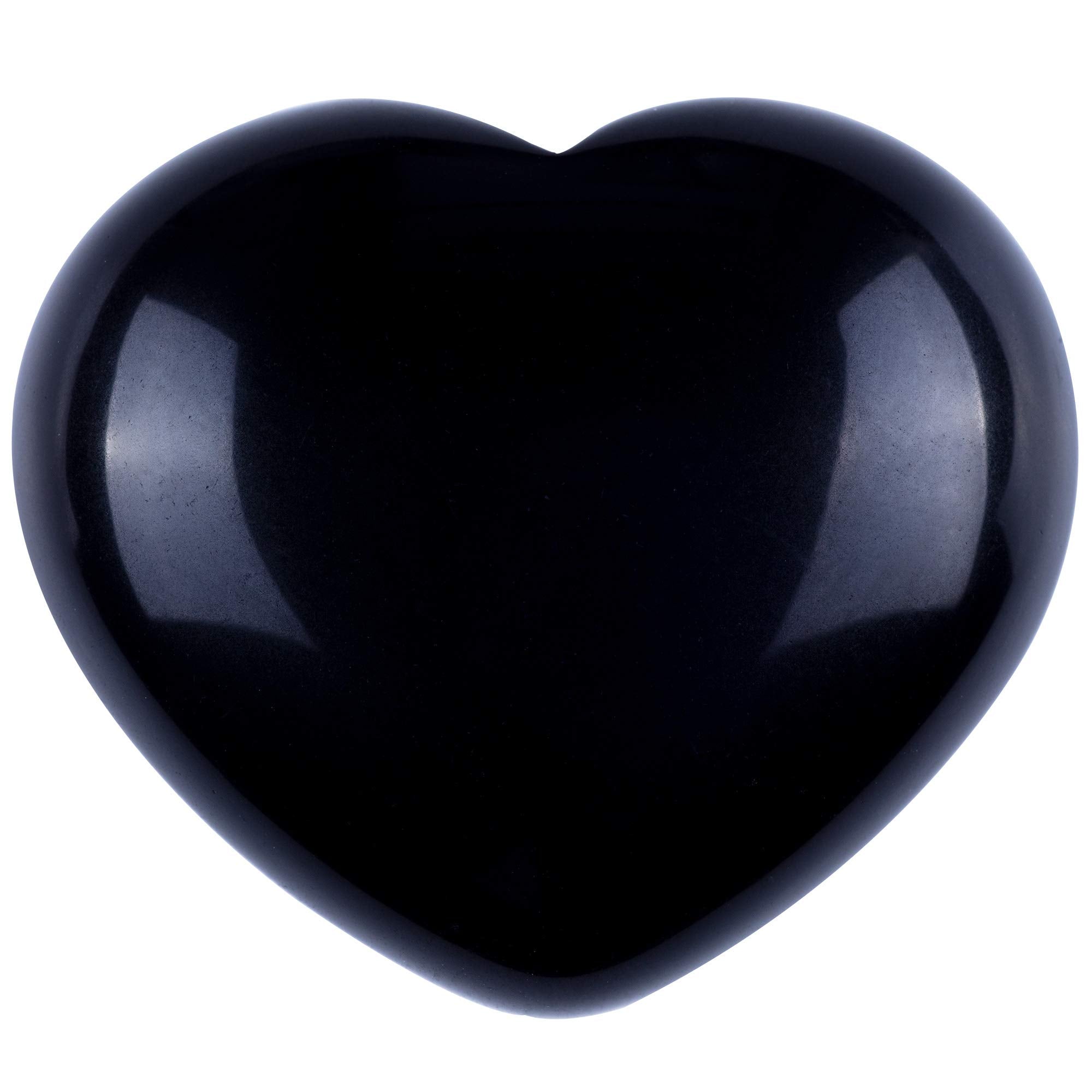 Black Obsidian Heart Stone Puffy Worry Stone Palm for Chakra Reiki Balancing, Meditation and Decoration 1.55 in
