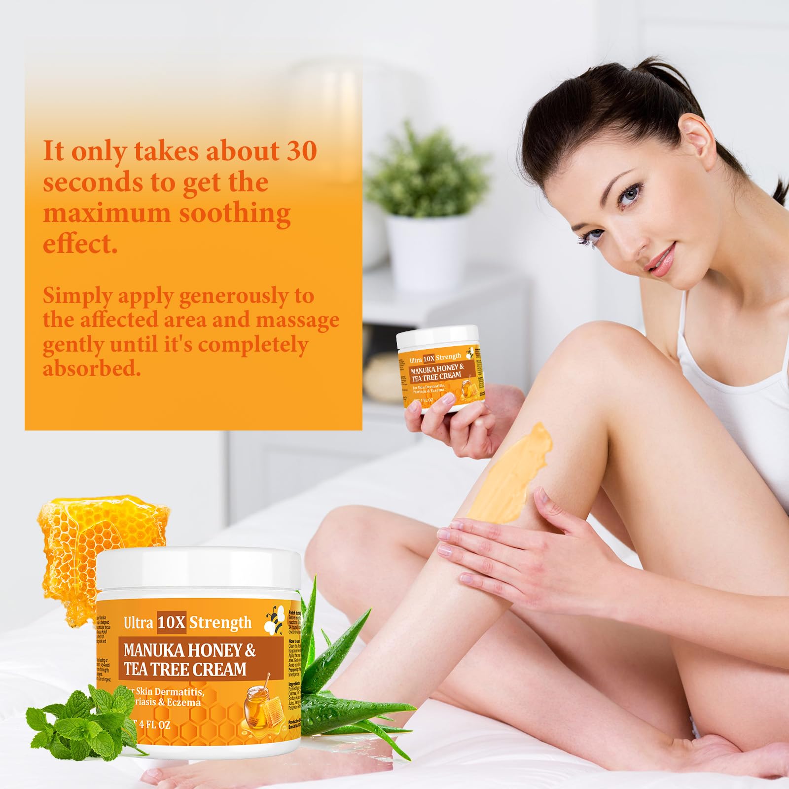 SIONPPGET Manuka Honey and Colloidal Oatmeal Cream, Gentle Smoothing for Dry & Itchy Skin, Fast Acting for Eczema, Psoriasis, De