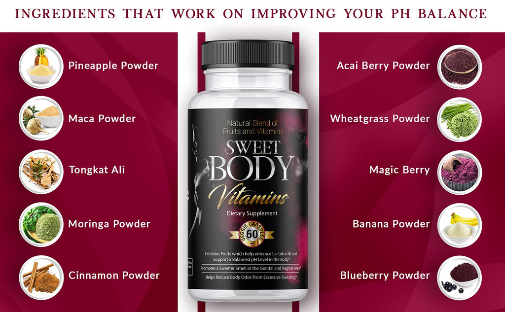 SweetBody Vitamins - Eliminates Body Odor and Reduces Sweating by Promoting a Balanced pH Level in The Body (1 Bottle - 30 Capsu