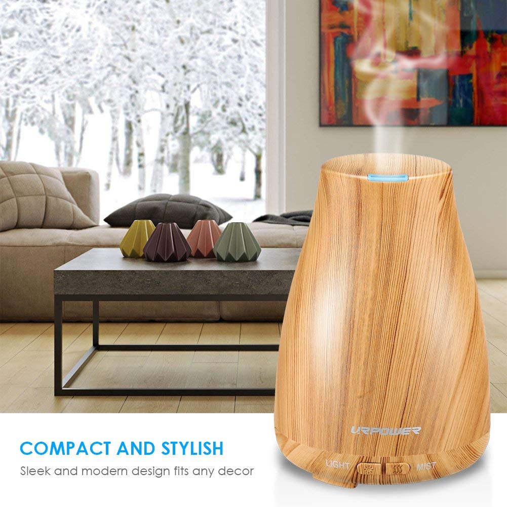 URPOWER 2nd Version Essential Oil Diffuser Aroma Essential Oil Cool Mist Humidifier with Adjustable Mist Mode, Waterless Auto Sh