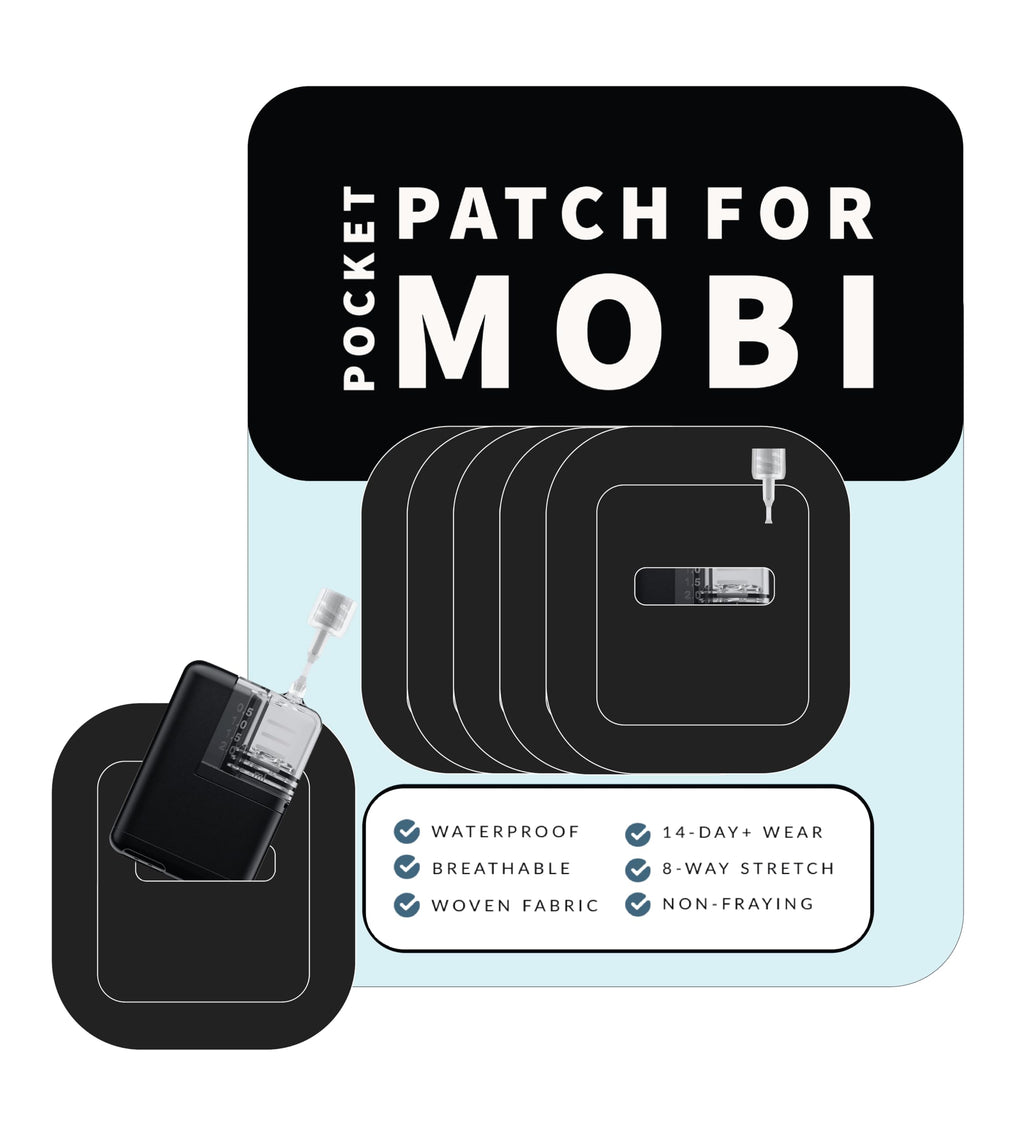 Glucomart Adhesive Pocket for Mobi (5 Count) - Maximum Strength Patches for Wearing Mobi Insulin Pump, Waterproof & Hypoallergen