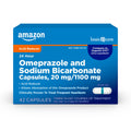 Amazon Basic Care Omeprazole and Sodium Bicarbonate Capsules, 20 mg/1100 mg, 24-Hour Frequent Heartburn Medicine, Acid Reducer P