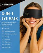 Heated Eye Masks for Dry Eyes, Cordless Silk Mask, 3 Heat Levels Electric Heating Pad for Eye Strain Relief & Fatigue,Ideal Eye