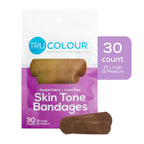 Tru-Colour Skin Tone Bandages Variety Pack - Flexible Fabric Adhesive Strips, Fingertip, Knuckle Bandages - Dark Brown, 2 Pack,