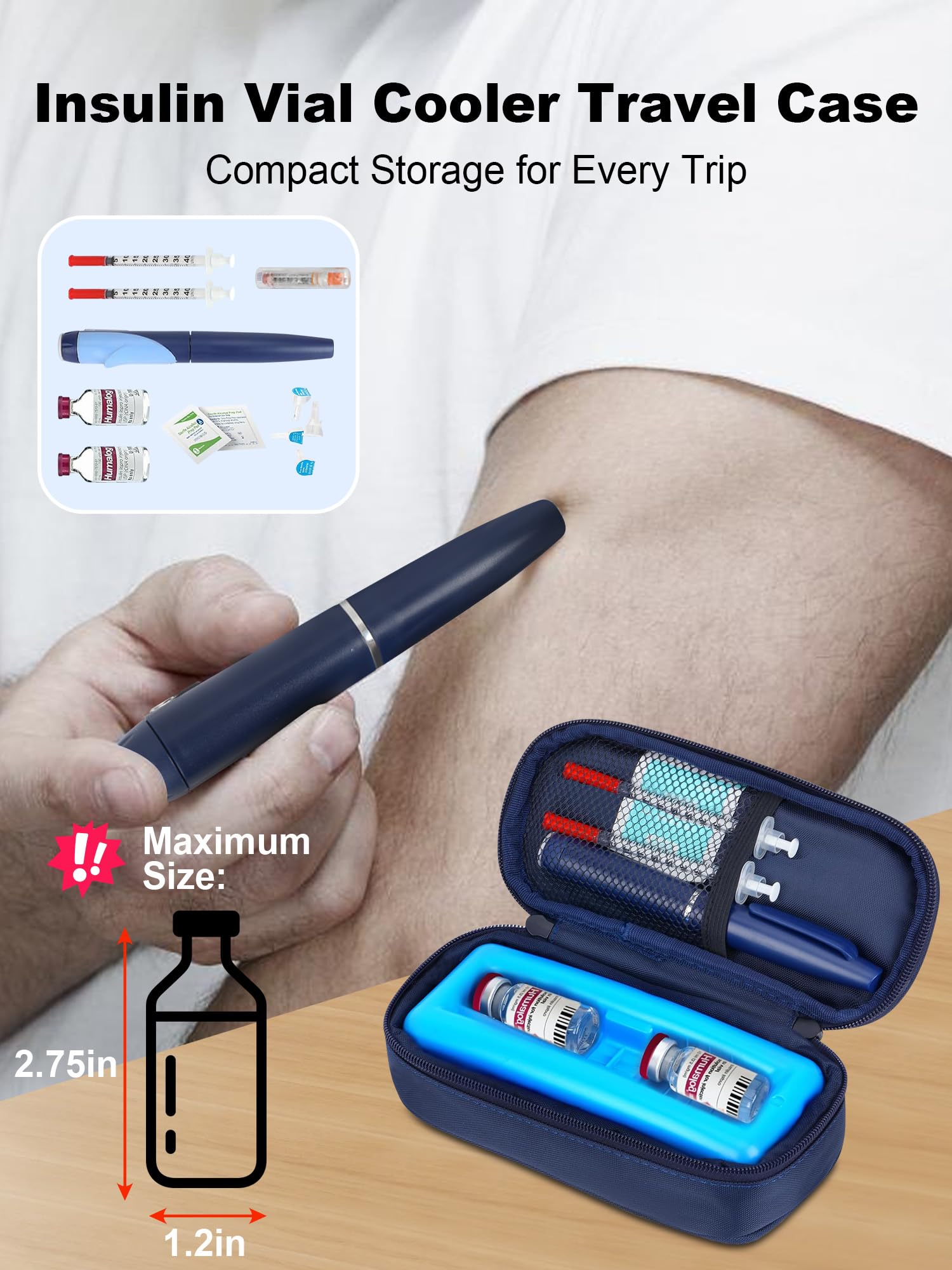WIBOND Insulin Vial Cooler Travel Case - Diabetes Travel Case TSA Approved, Diabetic Medication Vial Cooling Bag with Protective