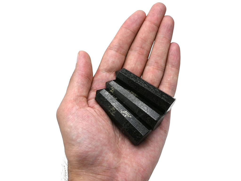 Nuummite Crystal Towers ~ Natural Healing Crystal Point Obelisk for Reiki Healing and Crystal Grid (2 to 3 INCH)