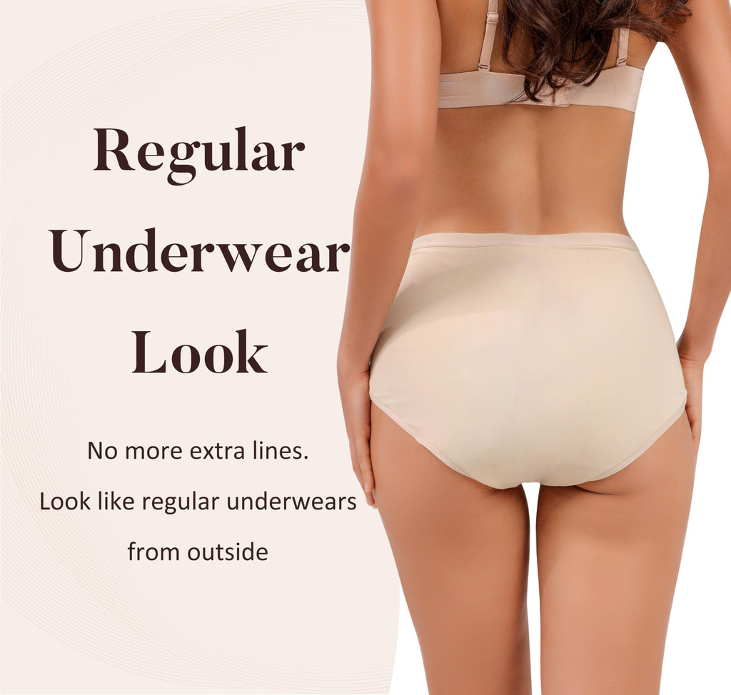AIRCUTE Super Absorbent Incontinence Underwear for Women Leak Proof Heavy Bladder Leakage Night Briefs 150ML(Beige, Large)
