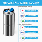 TISUR Pill Case, Titanium Keychain Pill Holder, 2 Compartments Small Metal Pill Box Tiny Waterproof Pill Bottle Pocket Portable