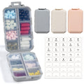 3 Pack, 14 GRIDS Travel Pill Organizer Box with Labels - Travel Medicine Case Kit - Pocket Daily Pharmacy Container - Travel Med