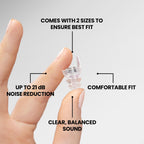 Eargasm Smaller Ears Earplugs - Transparent High Fidelity Filtered Noise Reducing Reusable Ear-Plugs for Kids, Women, Men - Hear