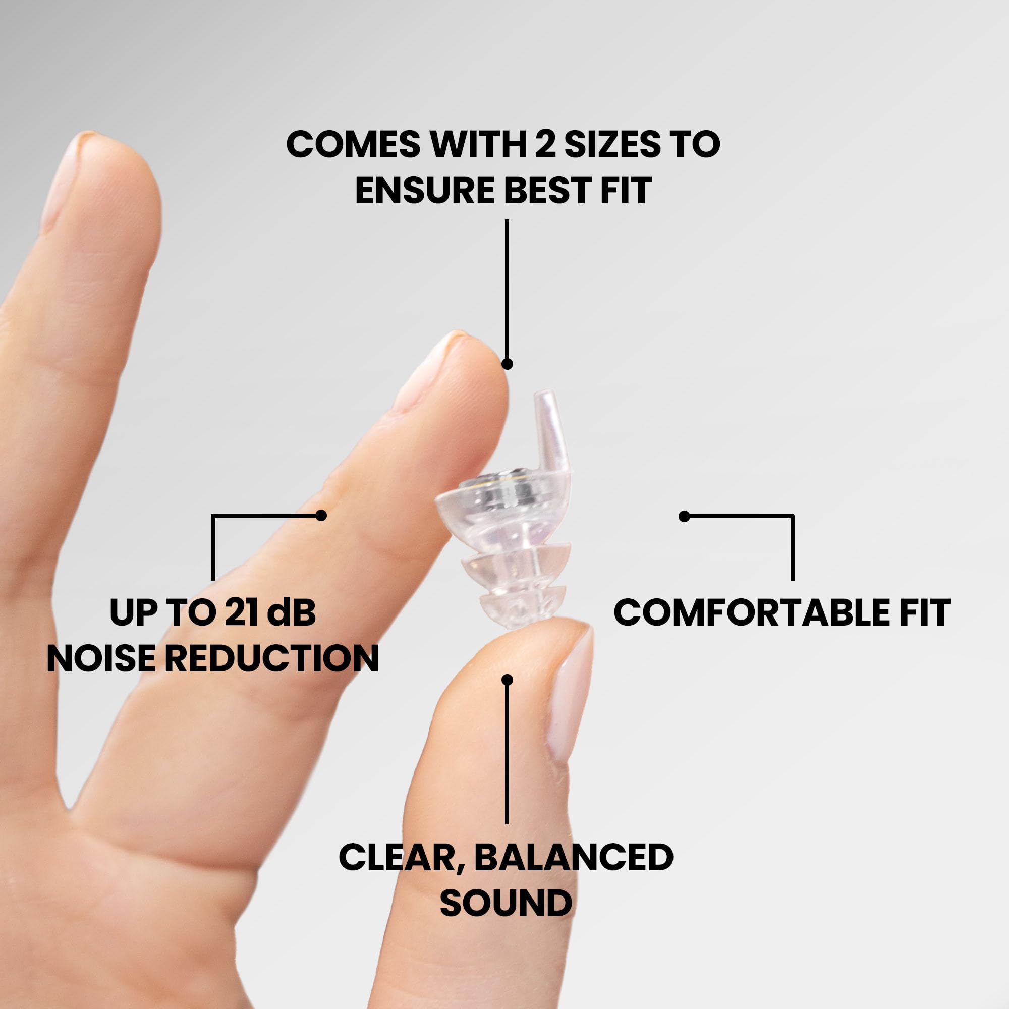 Eargasm Smaller Ears Earplugs - Transparent High Fidelity Filtered Noise Reducing Reusable Ear-Plugs for Kids, Women, Men - Hear