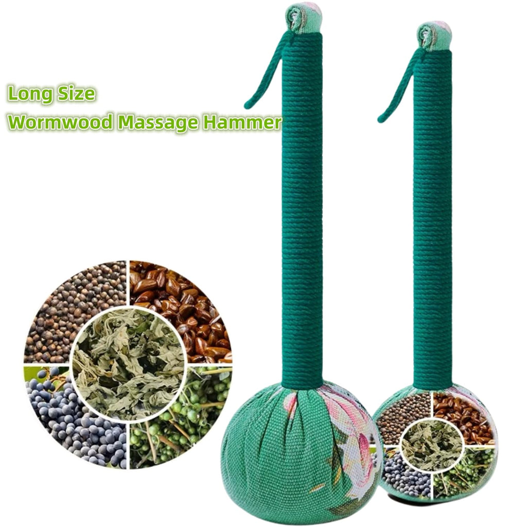 OnVisit 2PCS Long Size Lymphatic Drainage Manual Massage Hammer for Full Body, Back Massage Hammer Taichi,Wormwood Massage Hamme
